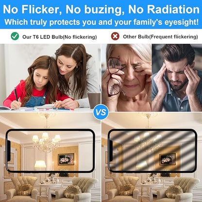 E12 LED Bulb Dimmable 7W Equivalent to 60W Halogen Bulb, Warm White 3000K T6 C7 E12 Candelabra Bulb 60 Watt for Ceiling Fan, Chandelier Lighting, AC120V Kx-2000 Bulbrite Replacement (6 Pack)