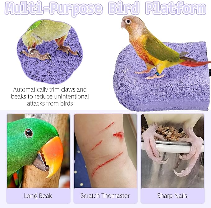 PINVNBY 5 Pack Bird Perch Resin Bird Beak Grinding Stone Parrot Cage Perch Stand Platform Foot Claws Trimmer Chew Toy Bird Cage Accessories for Budgie Cockatiel Conure Lovebird Finch (Purple)-Mewly Pet