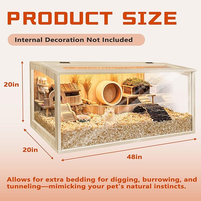 Hamster Cage Chewproof, Large Hamster Cages and Habitats, Openable Top with Acrylic Sheets, Solid Built-Mewly Pet