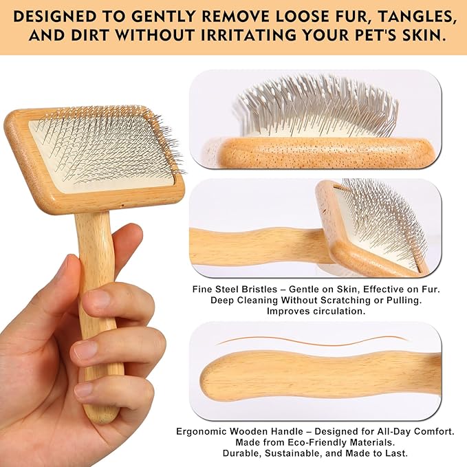 Dog Slicker Brush for Shedding & Grooming - Professional Dog Brush and Cat Brush with Coated Tips & Air-Cushion Design, Deshedding Tool Removes Undercoat Tangles & Loose Fur for Long/Short Hair Pets-Mewly Pet
