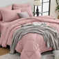 HEVUMYI Rose Gold King Comforter Set - 7-Piece All Season Bed in a Bag King, Ultra Soft Bedding Set with Comforter, Flat Sheet, Fitted Sheet, Pillowcases, Pillow Shams