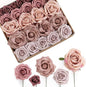 Ling's moment Artificial Flowers Fake Silk Roses Faux Foam Flower Combo for DIY Wedding Bouquets Centerpieces Arrangements Bridal Shower Party Home Decorations, Dusty Rose & Cinnamon Rose, 26pcs