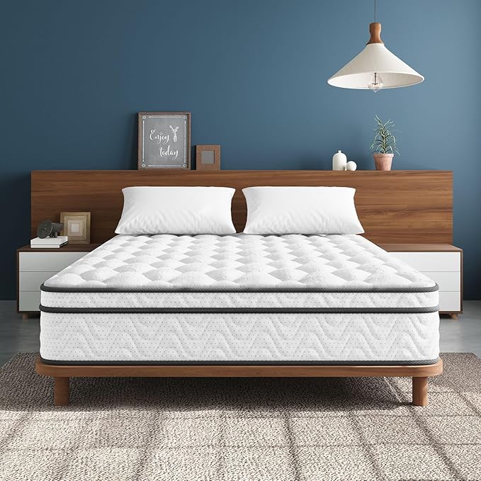 Vesgantti Queen Mattress 12 Inch, Fiberglass-Free | Cool Sleep Hybrid Mattress in a Box - Memory Foam & Pocket Springs, Ergonomic Design, Pressure Relief, Medium Firm Feel, 60"×80"×12"