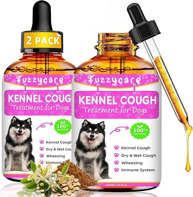 2 Pack Dog Cough Treatment，Natural Kennel Cough Medicine for Dogs,Effective Kennel Cough Treatment and Allergy Relief, Herbal Drops for All Breeds & Sizes, Soothing Dog Cough Medicine-Mewly Pet