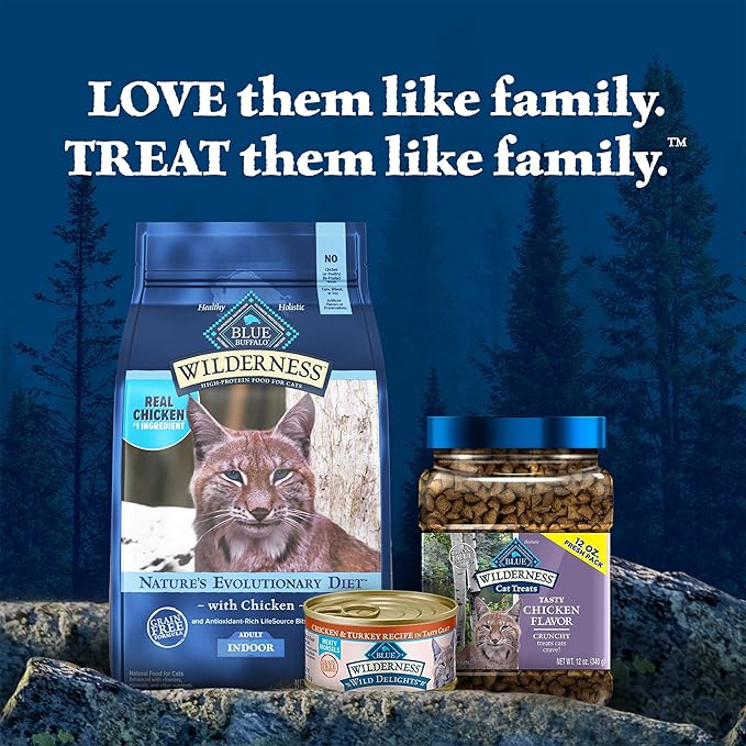 Blue Buffalo Wilderness Crunchy Cat Treats, Grain-Free Treats for Cats Made with Natural Ingredients, Great for Training, Tasty Chicken Flavor, 12-oz. Tub-Mewly Pet