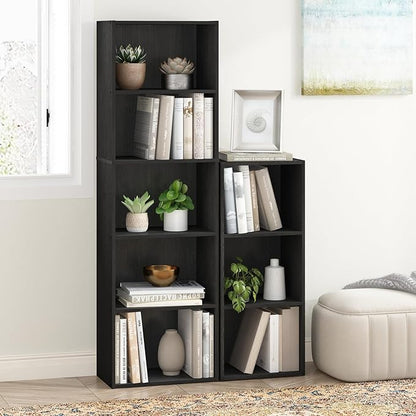 Furinno LUDER Book Shelf, 5-Tier Bookshelf, Bookcase, 9.4" x 15.8" x 52", for Living Room, Bedroom, Home Office, Blackwood