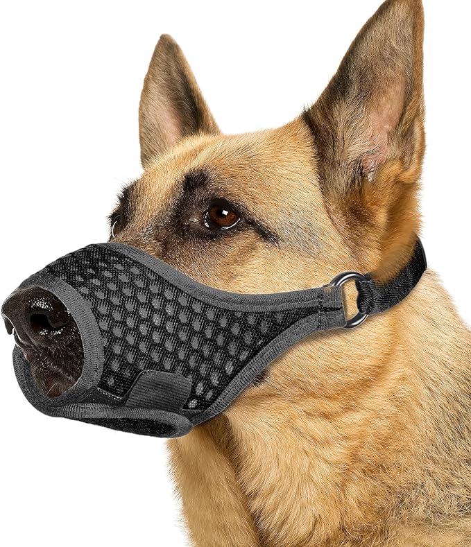 LUCKYPAW Soft Muzzle for Medium Large Sized Dogs Beagle Labrador German Shepherds, Dog Muzzle to Prevent Biting Chewing, Adjustable Breathable Mouth Guard for Grooming Walking Training(Black, XL)-Mewly Pet