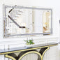 24" X 47" Large Wall Mirror for Living Room, Wall Decorative Mirror with Crystal and Glass Frame, Modern Elegant Beveled Wall Decor for Master Bath Home Office Bedroom Fireplace Mantle Entryway