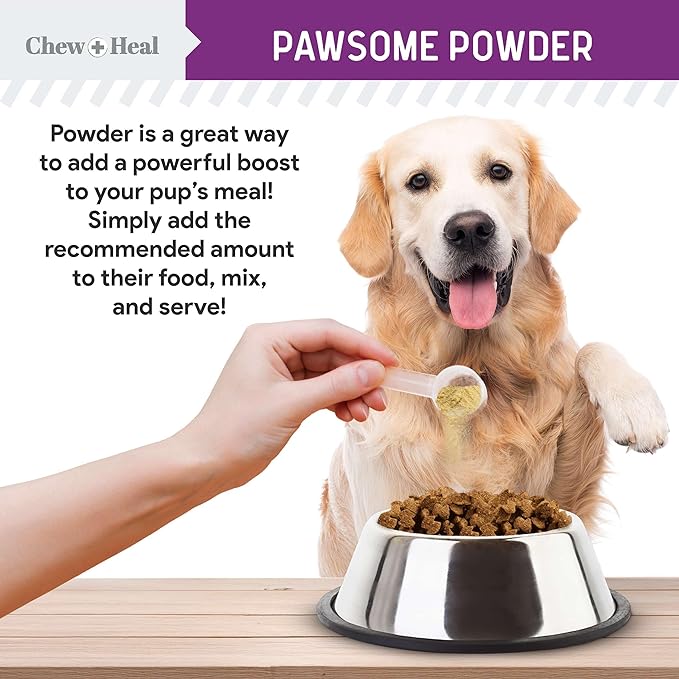Chew + Heal Labs Glands Bowel Support - 5.4 oz of Stop The Scoot Powder for Scooting, Healthy Anal Glands, and Digestive Health - Made with Pumpkin Powder for Dogs-Mewly Pet