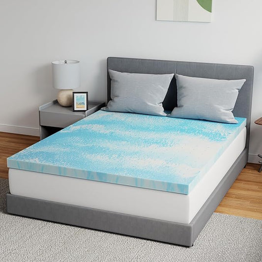 Novilla Memory Foam Mattress Topper King - 2 Inch Cooling Gel Infused Memory Foam | Slow-Rebound Pressure Relief | CertiPUR Certified | Comfort for Sleeper Sofa, RV, Camper, Dorm Room