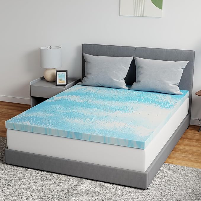 Novilla Memory Foam Mattress Topper King - 3 Inch Cooling Gel Infused Memory Foam | Slow-Rebound Pressure Relief | CertiPUR Certified | Comfort for Sleeper Sofa, RV, Camper, Dorm Room