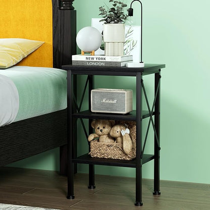VECELO Modern Nightstands X-Design Side End Table Night Stand with Storage Shelf for Bedroom,Living Room,