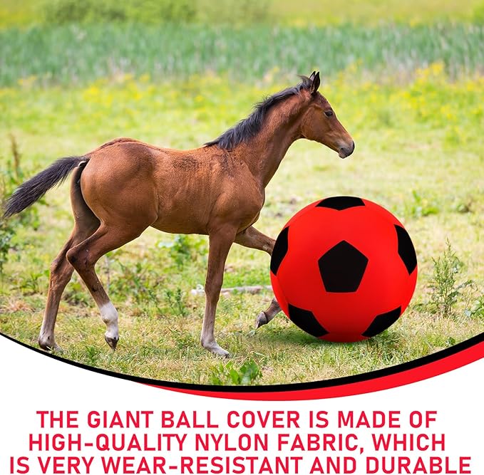 40inch Giant Herding Ball with Ball Cover Anti Burst Please Watch VCR for How to Inflation Horse Toys for Horses Stall Entertainment Play, Pump Included(Red Color,Stylish)-Mewly Pet