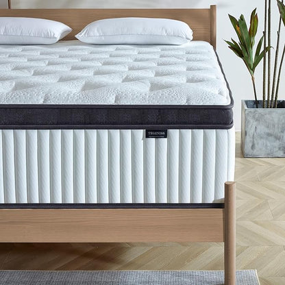 King Size Mattress, 12 Inch Innerspring Hybrid Mattress in a Box with Gel Memory Foam, Individually Wrapped Encased Coil Pocket Spring Mattresses, Pressure Relief, Medium Firm, 76"*80"*12"