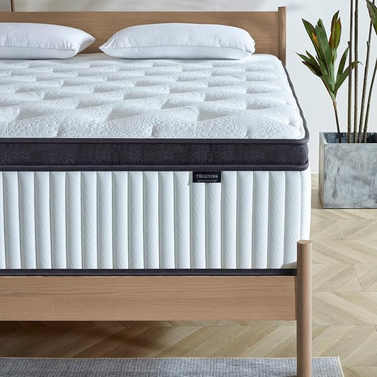 King Size Mattress, 12 Inch Innerspring Hybrid Mattress in a Box with Gel Memory Foam, Individually Wrapped Encased Coil Pocket Spring Mattresses, Pressure Relief, Medium Firm, 76"*80"*12"