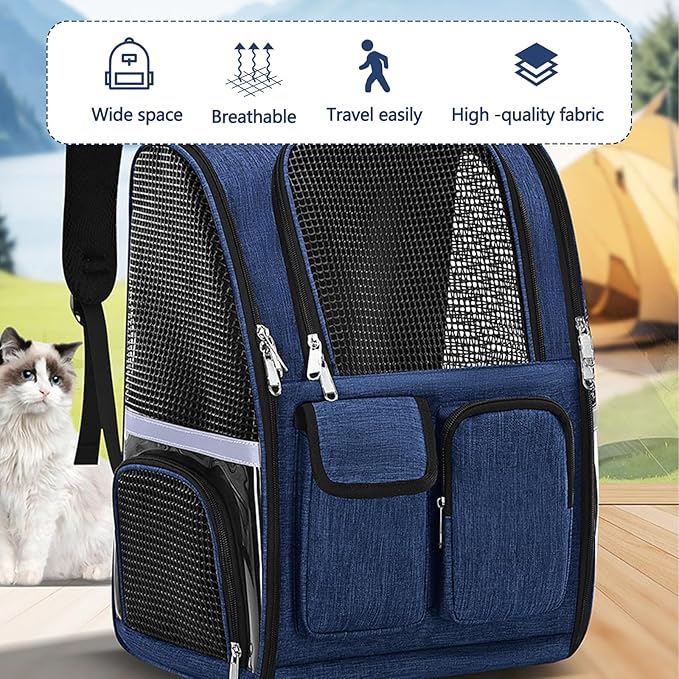 Pet Backpack, Airline Approved Dog Backpack, Cat Bag for Travel Hiking Bike Riding Walking Outdoor, Cat Backpack with Breathable Mesh(Gray)-Mewly Pet