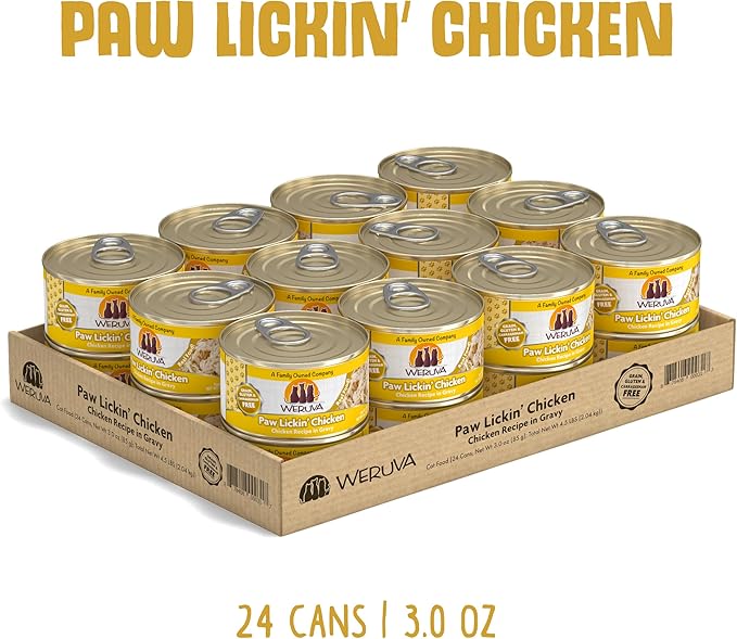 Weruva Classic Cat Food, Paw Lickin’ Chicken with Chicken Breast in Gravy, 3oz Can (Pack of 24)-Mewly Pet