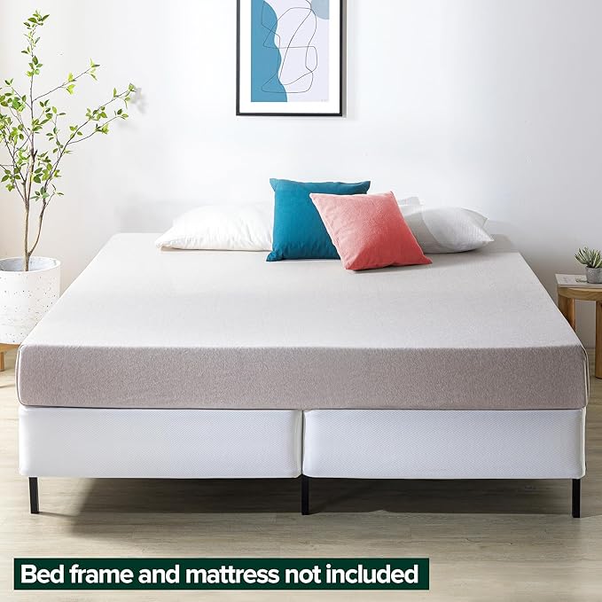 ZINUS 9 Inch Box Spring with Cover, No Assembly Mattress Foundation, Sturdy Metal Structure, Split Cal King, White