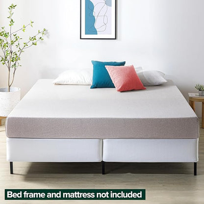 ZINUS 9 Inch Box Spring with Cover, No Assembly Mattress Foundation, Sturdy Metal Structure, Split Cal King, White