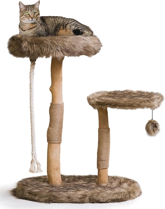 Mau Lifestyle Modern Cat Tree Tower - Natural-Branch Cat Condo & Luxury Wood Cat Scratching Tree - Luxury Cat Gifts by Mau Lifestyle-Mewly Pet