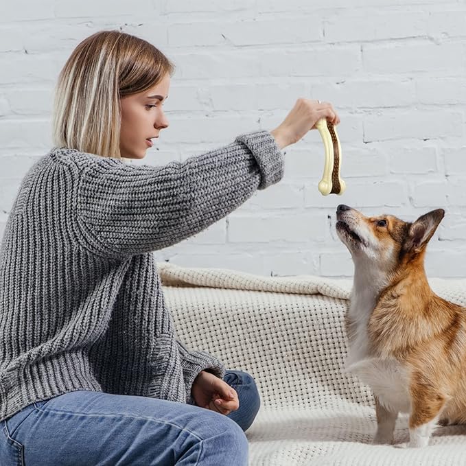 Sosation 6 Pcs Dog Toys for Aggressive Chewers Nylon Beef Flavor Bones Tough Puppy Teething Toys Puppy Chew Bones for Large Medium Small Breed Dogs Puppies Pets Chew Toys(Large)-Mewly Pet