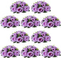 NUPTIO Artificial Flower Centrepieces for Tables - 10 Pcs Lilac Fake Flowers Roses Balls 9.5in Diameter - Silk Faux Rose Arrangement for Wedding Party Centerpiece Table Decor