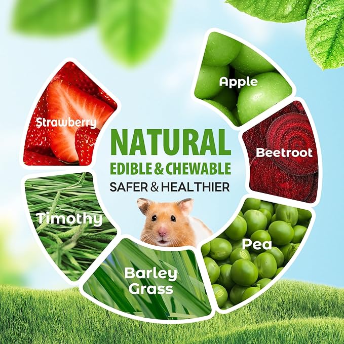 TEEWY Guinea Pig Chew Toys, Prevent Teeth Overgrowth, Natural Vegetables and Timothy Grass, Hamster Chew Toys, Chinchillas, Gerbils, Ha, Rabbit Rodents Teeth Care, Fruits & Vegetables & Basket Set-Mewly Pet