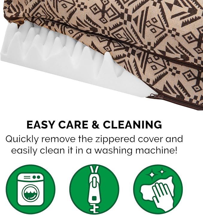 Furhaven Orthopedic Dog Bed for Large Dogs w/ Removable Bolsters & Washable Cover, For Dogs Up to 95 lbs - Plush & Southwest Kilim Woven Decor Sofa - Desert Brown, Jumbo/XL-Mewly Pet