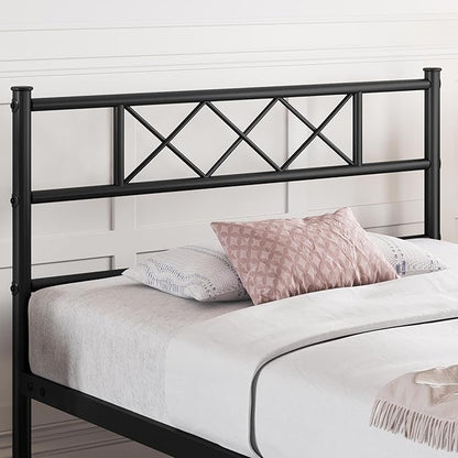 Yaheetech Twin Size Metal Platform Bed Frame with Simple Headboard and Footboard, Mattress Foundation for Under Bed Storage, Steel Slat Support, No Box Spring Needed, Easy Assembly, Black