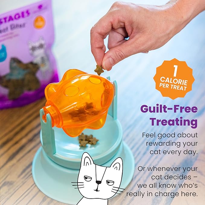 Catstages by Nina Ottosson Purrfect Bitez Natural Crunchy Cat Treats for Puzzles, Toys, Feeders, & Training, USA-Made, Real Chicken Flavor, 4oz-Mewly Pet