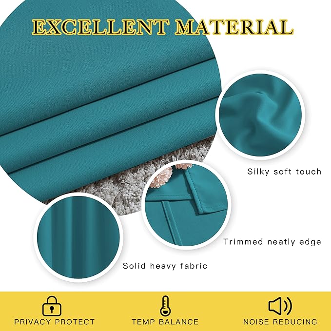 NICETOWN Blackout Curtain Panels 95" L - Window Treatment Energy Saving Thermal Insulated Solid Grommet Blackout Drapes for Living Room (Peacock Teal, 1 Pair, 80 by 95-Inch)