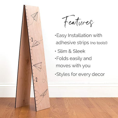 Headwaters Studio Wooden Growth Chart for Wall- Wood Height Chart for Kids Child Height Wall Chart Wood Growth Chart for Kids, Height Wall Chart Height Measurement-Paper Airplanes-Natural-63" x 6.7"