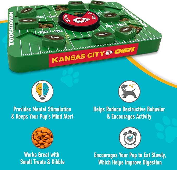 Pets First Kansas City Chiefs Large Puzzle Puzzle Toy, New Size, Interactive Slow Feeding Toy-Mewly Pet
