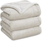 Bedsure GentleSoft Sherpa Fleece Blankets Queen Size for Bed - Thick and Warm, Soft Fuzzy Plush Queen Blanket for Winter, Linen, 90x90 Inches