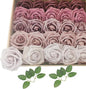 Artificial Fake Flowers 25pcs Roses, Shade of Light Purple Foam Rose Faux Flower for DIY Wedding Bouquet Bridal Shower Centerpieces Floral Arrangements Party Table Home Decorations