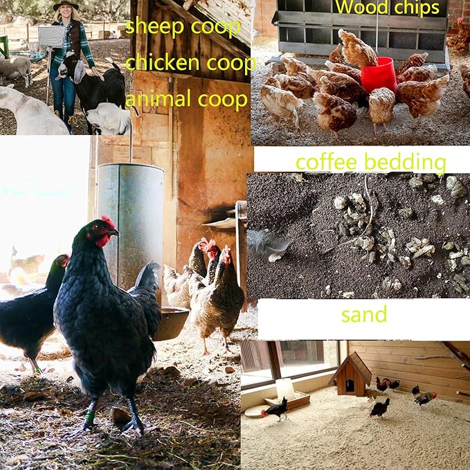 15 Inch Large Chicken coop Scoop with Ergonomic Grip Adjustable Long Handle (24-64") Chicken Poop Scooper Sifting Shovel rake Stainless Steel Metal coop Scoop (L/15 INCH)-Mewly Pet