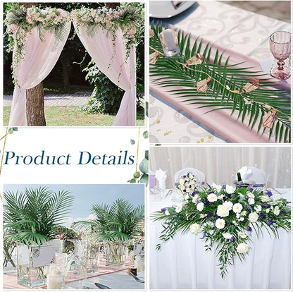 Yunsailing 60 Pieces 25" Artificial Palm Leaves Faux Tropical Palm Fronds Large Fake Greenery Plants Leaf Branches for Wedding, Palm Sunday, Flower Arrangement, Hawaiian Jungle Safari Party