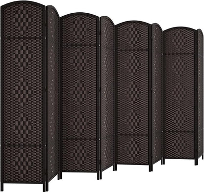 Rose Home Fashion 6 ft Tall Room Divider, Room Dividers and Folding Privacy Screens, 15.7in Privacy Screen 8 Panel Partition Temporary Wall Separation for Private, Dark Coffee