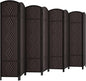 Rose Home Fashion 6 ft Tall Room Divider, Room Dividers and Folding Privacy Screens, 15.7in Privacy Screen 8 Panel Partition Temporary Wall Separation for Private, Dark Coffee