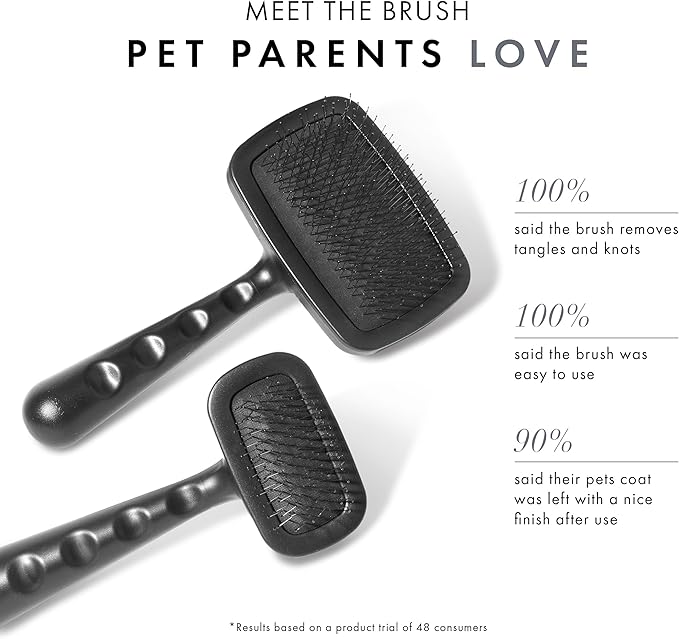 Tweezerman Dog and Cat Slicker Brush for Small Pets, Grooming Brush with Coated Bristles to Prevent Scratching and Ergonomic Handle-Mewly Pet