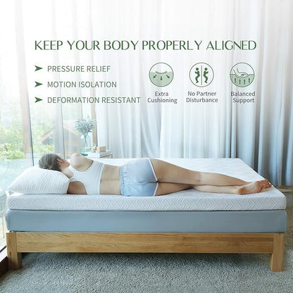 Novilla Mattress Topper Queen, 3 Inch Dual Layer Memory Foam Mattress Topper Enhance Cooling, Supportive & Pressure Relieving, with Breathable Cover,Queen Size, Yozora