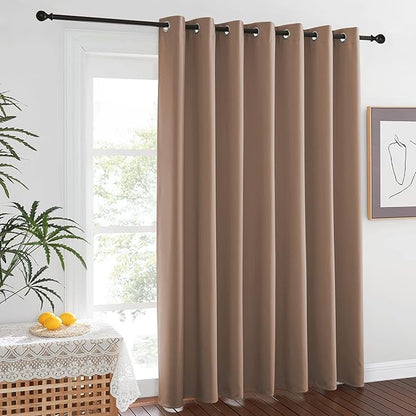NICETOWN Noise Reducing Room Dividers Curtains Screens Partition Panels, Wide Width Grommet Top Divider for Living, Bedroom, Baby Room (One Pack, 7ft Tall x 15ft Wide, Cappuccino)