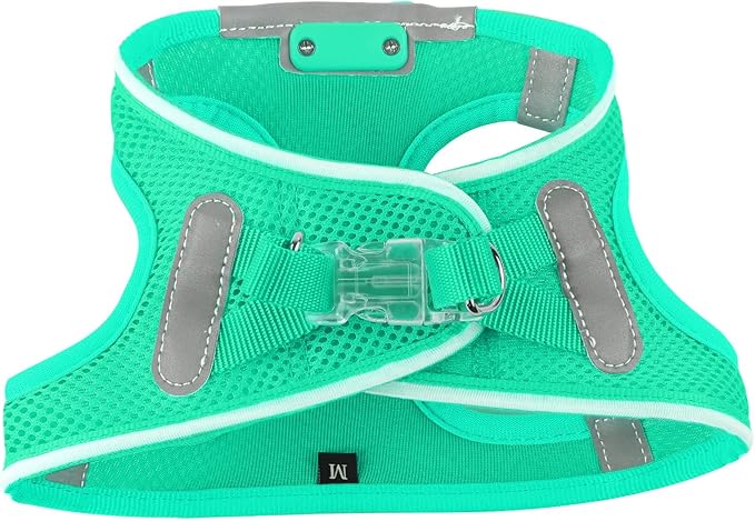 Light Up Dog Harness,Rechargeable LED Dog Harness for Small Medium Large Dogs,Reflective Lighted Safety Vest for Night Walking & Camping,Lightweight & Adjustable,Light Green,M-Mewly Pet