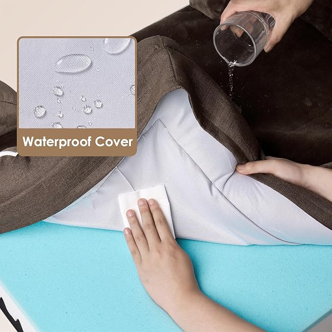 EHEYCIGA Orthopedic Dog Beds for Large Dogs, Waterproof Memory Foam Large Dog Bed with Sides, Non-Slip Bottom and Egg-Crate Foam Pet Couch Bed with Washable Removable Cover, Brown-Mewly Pet