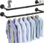 OROPY Industrial Pipe Clothes Rack Wall Mounted Set of 2, 38.4 inches Heavy Duty Iron Pipe Clothing Garment Rail, Multi-Purpose Clothing Hanging Rod for Laundry Room and Closet Storage
