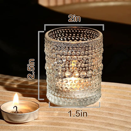 12 Pack Clear Votive Candle Holders Tea Light Candle Holders Bulk Tealight Glass Candle Holder for Table Weddings Party