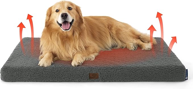 Bedsure Self Warming Dog Beds Large Sized Dog - Extra-Large Orthopedic Waterproof Puppy Bed with Removable Washable Cover, Egg Crate Foam Pet Mat, Suitable for Pet Up to 100 lbs-Mewly Pet