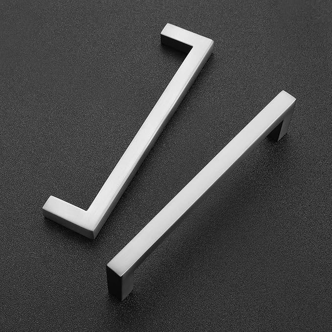Ravinte 25 Pack Solid 5 Inch Center to Center Slim Square Bar Drawer Handles Cabinet Hardware - Brushed Nickel Kitchen Pulls