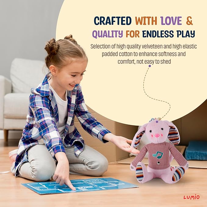 Lumio Musical Stuffed Animal Plush Toy with Lights & Sounds - Cute Interactive Toy for Newborns, and 3 6 12 to 48 Months (Elephant)-Mewly Pet