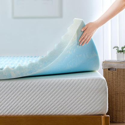 ZINUS 3 Inch Swirl Gel Cooling Memory Foam Mattress Topper, Smaller, More Convenient WonderBox Packaging, Cooling, Airflow Design, CertiPUR-US Certified, Queen